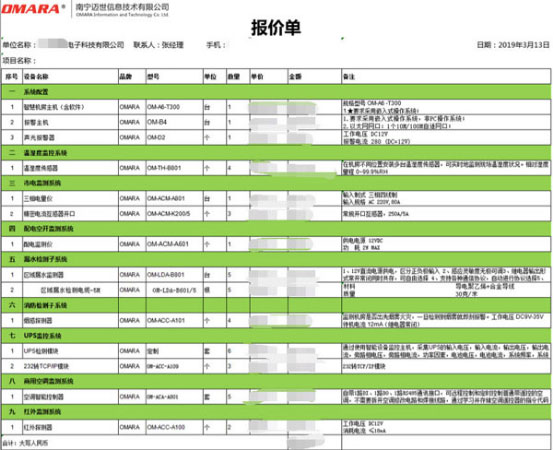 機房環境監控系統報價表